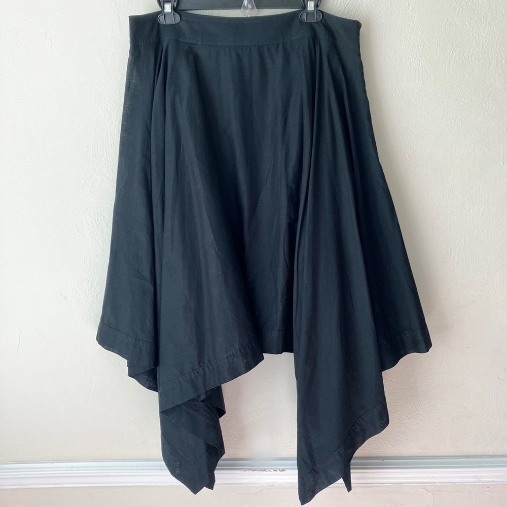 St John Black Cotton Caviar Sharkbite Hem Midi Skirt